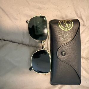 Ray-Ban Gold Frame Sunglasses with Black Lenses